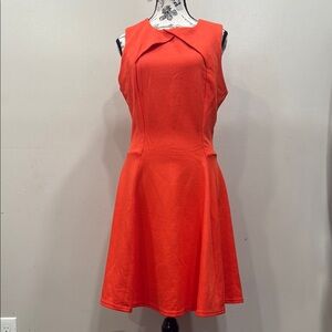 Orange High-Low Cowl Neck Cocktail Dress